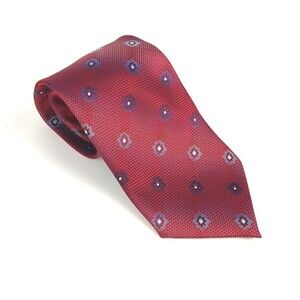 Borrelli Men's Multi Colored Red Purple Floral Hand Stitched Elegant Tie - READ